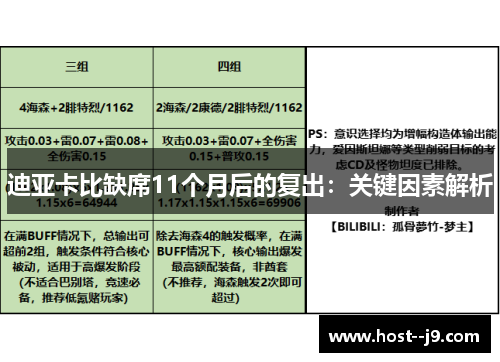 迪亚卡比缺席11个月后的复出：关键因素解析